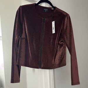 Shimmering Brown Zip-Up Jacket